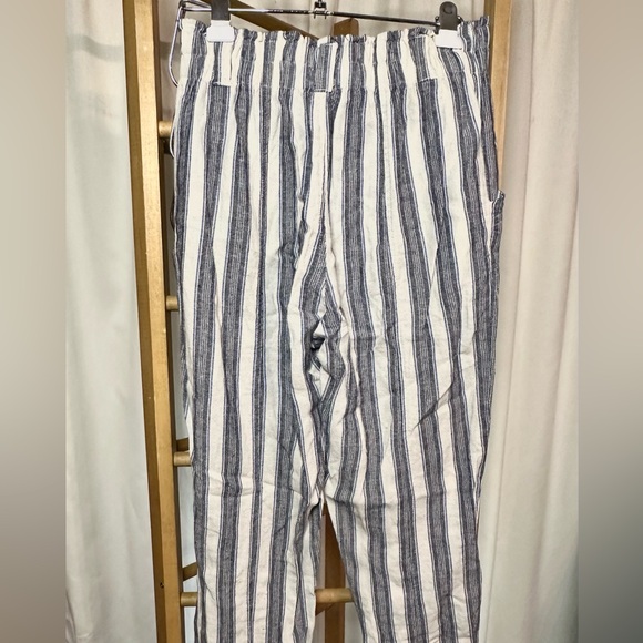 SO Goods for Life Linen High Rise Tapered Pull On Elastic Waist Striped Pants - Picture 2 of 6